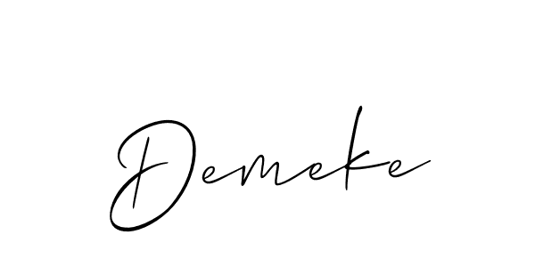 It looks lik you need a new signature style for name Demeke. Design unique handwritten (Allison_Script) signature with our free signature maker in just a few clicks. Demeke signature style 2 images and pictures png