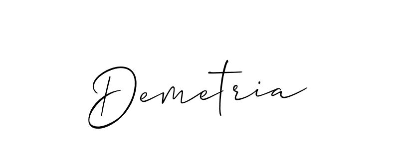 How to make Demetria signature? Allison_Script is a professional autograph style. Create handwritten signature for Demetria name. Demetria signature style 2 images and pictures png