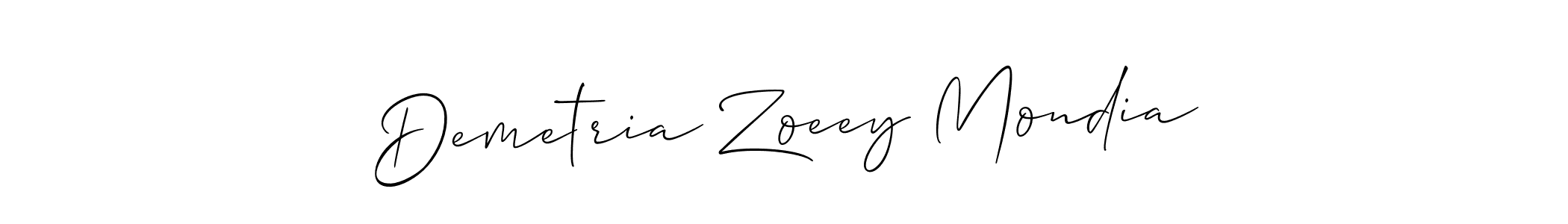 How to make Demetria Zoeey Mondia name signature. Use Allison_Script style for creating short signs online. This is the latest handwritten sign. Demetria Zoeey Mondia signature style 2 images and pictures png