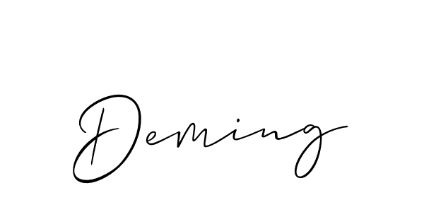 The best way (Allison_Script) to make a short signature is to pick only two or three words in your name. The name Deming include a total of six letters. For converting this name. Deming signature style 2 images and pictures png