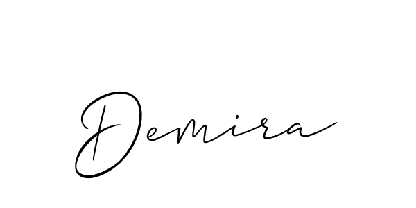 The best way (Allison_Script) to make a short signature is to pick only two or three words in your name. The name Demira include a total of six letters. For converting this name. Demira signature style 2 images and pictures png