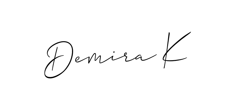 Also we have Demira K name is the best signature style. Create professional handwritten signature collection using Allison_Script autograph style. Demira K signature style 2 images and pictures png