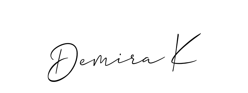 Also You can easily find your signature by using the search form. We will create Demira K name handwritten signature images for you free of cost using Allison_Script sign style. Demira K signature style 2 images and pictures png