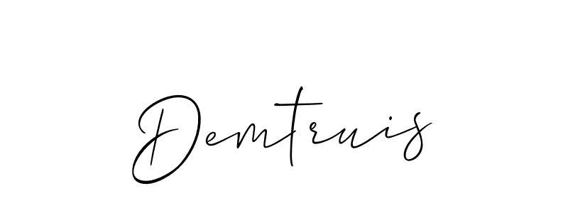 Use a signature maker to create a handwritten signature online. With this signature software, you can design (Allison_Script) your own signature for name Demtruis. Demtruis signature style 2 images and pictures png