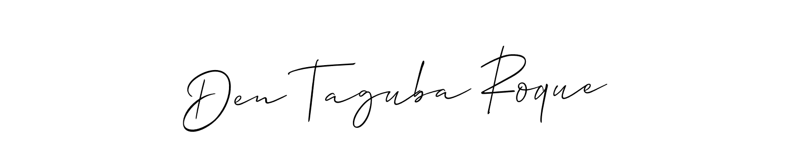 Similarly Allison_Script is the best handwritten signature design. Signature creator online .You can use it as an online autograph creator for name Den Taguba Roque. Den Taguba Roque signature style 2 images and pictures png