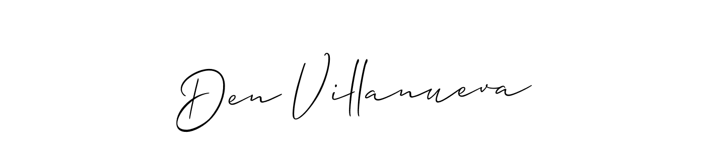if you are searching for the best signature style for your name Den Villanueva. so please give up your signature search. here we have designed multiple signature styles  using Allison_Script. Den Villanueva signature style 2 images and pictures png