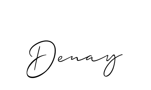 Use a signature maker to create a handwritten signature online. With this signature software, you can design (Allison_Script) your own signature for name Denay. Denay signature style 2 images and pictures png