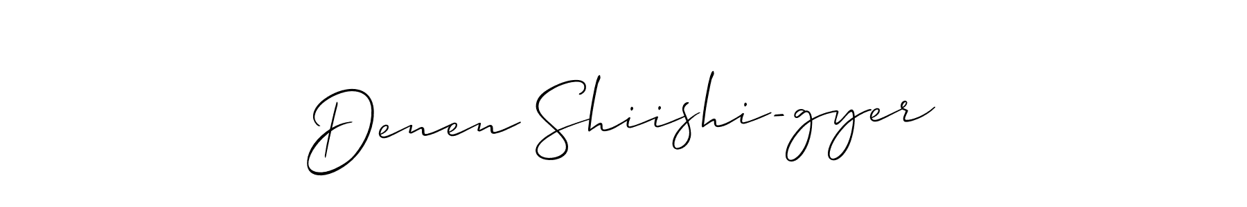 Similarly Allison_Script is the best handwritten signature design. Signature creator online .You can use it as an online autograph creator for name Denen Shiishi-gyer. Denen Shiishi-gyer signature style 2 images and pictures png