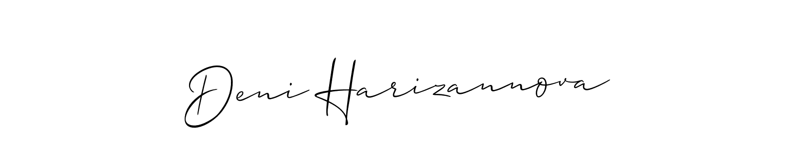 Check out images of Autograph of Deni Harizannova name. Actor Deni Harizannova Signature Style. Allison_Script is a professional sign style online. Deni Harizannova signature style 2 images and pictures png