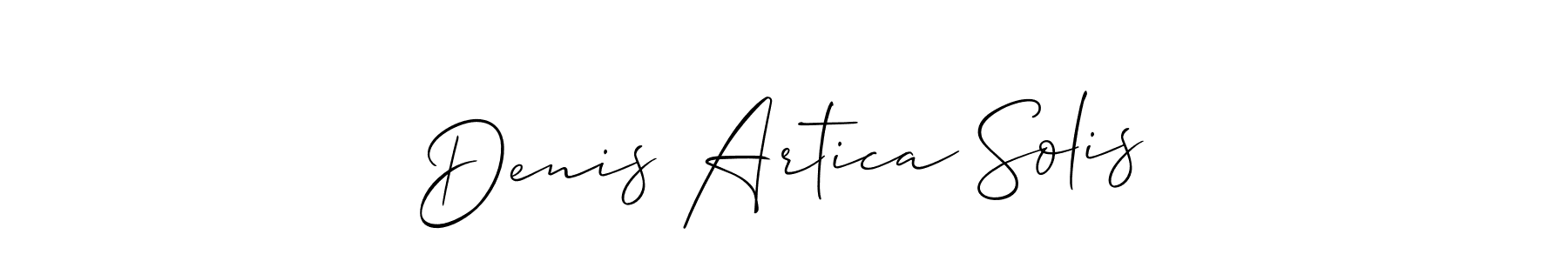 This is the best signature style for the Denis Artica Solis name. Also you like these signature font (Allison_Script). Mix name signature. Denis Artica Solis signature style 2 images and pictures png