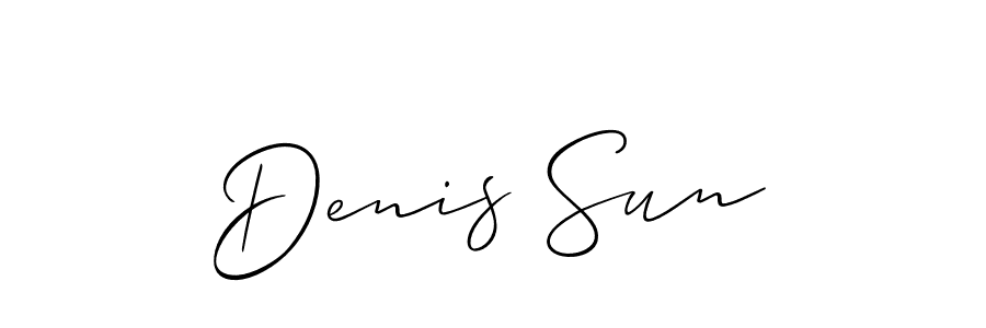 The best way (Allison_Script) to make a short signature is to pick only two or three words in your name. The name Denis Sun include a total of six letters. For converting this name. Denis Sun signature style 2 images and pictures png