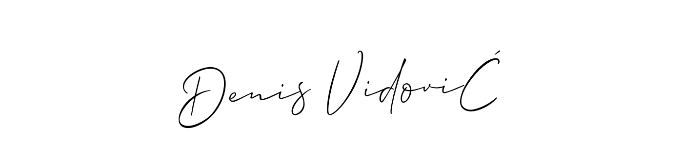 Create a beautiful signature design for name Denis VidoviĆ. With this signature (Allison_Script) fonts, you can make a handwritten signature for free. Denis VidoviĆ signature style 2 images and pictures png