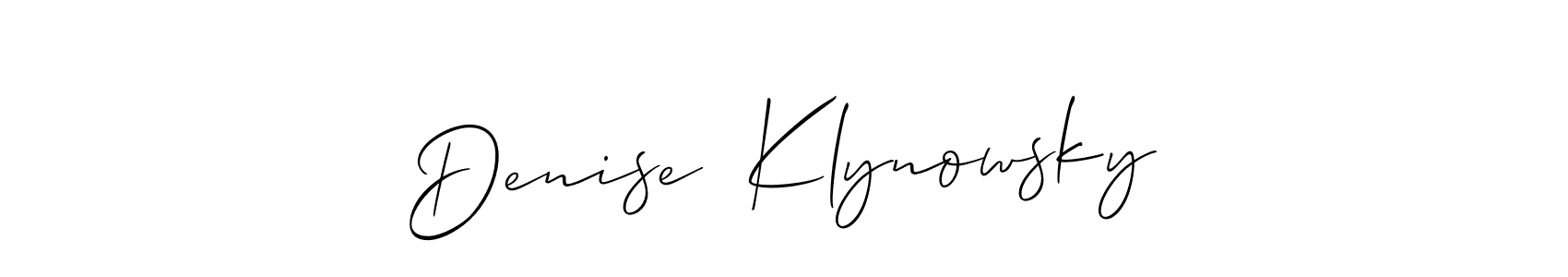 You should practise on your own different ways (Allison_Script) to write your name (Denise  Klynowsky) in signature. don't let someone else do it for you. Denise  Klynowsky signature style 2 images and pictures png