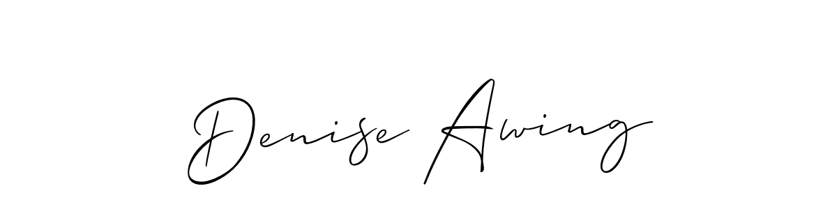 Make a short Denise Awing signature style. Manage your documents anywhere anytime using Allison_Script. Create and add eSignatures, submit forms, share and send files easily. Denise Awing signature style 2 images and pictures png
