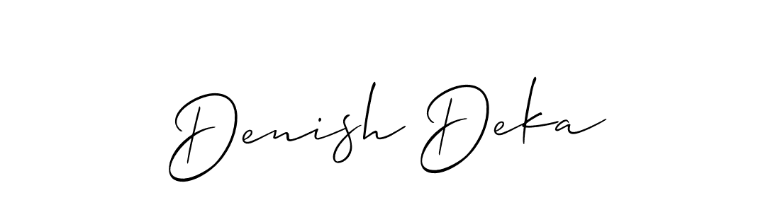 Create a beautiful signature design for name Denish Deka. With this signature (Allison_Script) fonts, you can make a handwritten signature for free. Denish Deka signature style 2 images and pictures png