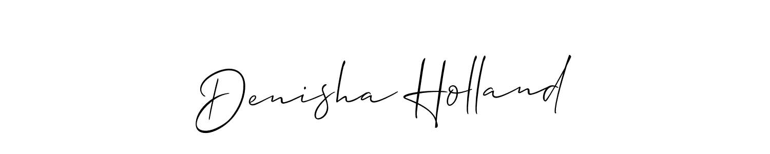 The best way (Allison_Script) to make a short signature is to pick only two or three words in your name. The name Denisha Holland include a total of six letters. For converting this name. Denisha Holland signature style 2 images and pictures png