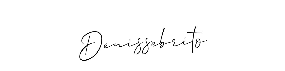 The best way (Allison_Script) to make a short signature is to pick only two or three words in your name. The name Denissebrito include a total of six letters. For converting this name. Denissebrito signature style 2 images and pictures png