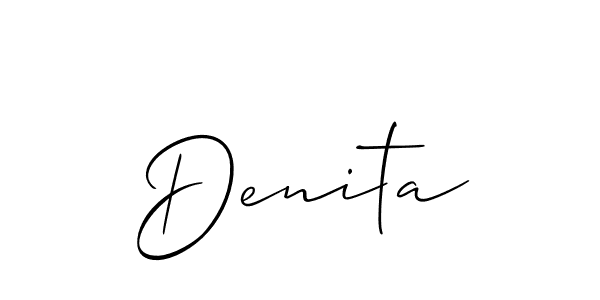 Make a beautiful signature design for name Denita. With this signature (Allison_Script) style, you can create a handwritten signature for free. Denita signature style 2 images and pictures png