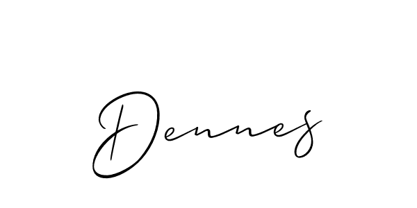 Make a beautiful signature design for name Dennes. With this signature (Allison_Script) style, you can create a handwritten signature for free. Dennes signature style 2 images and pictures png
