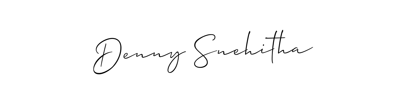 The best way (Allison_Script) to make a short signature is to pick only two or three words in your name. The name Denny Snehitha include a total of six letters. For converting this name. Denny Snehitha signature style 2 images and pictures png