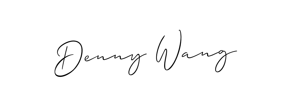 The best way (Allison_Script) to make a short signature is to pick only two or three words in your name. The name Denny Wang include a total of six letters. For converting this name. Denny Wang signature style 2 images and pictures png
