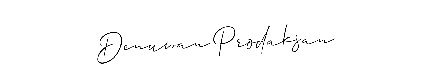 It looks lik you need a new signature style for name Denuwan Prodaksan. Design unique handwritten (Allison_Script) signature with our free signature maker in just a few clicks. Denuwan Prodaksan signature style 2 images and pictures png