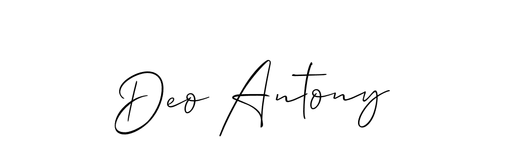 Use a signature maker to create a handwritten signature online. With this signature software, you can design (Allison_Script) your own signature for name Deo Antony. Deo Antony signature style 2 images and pictures png