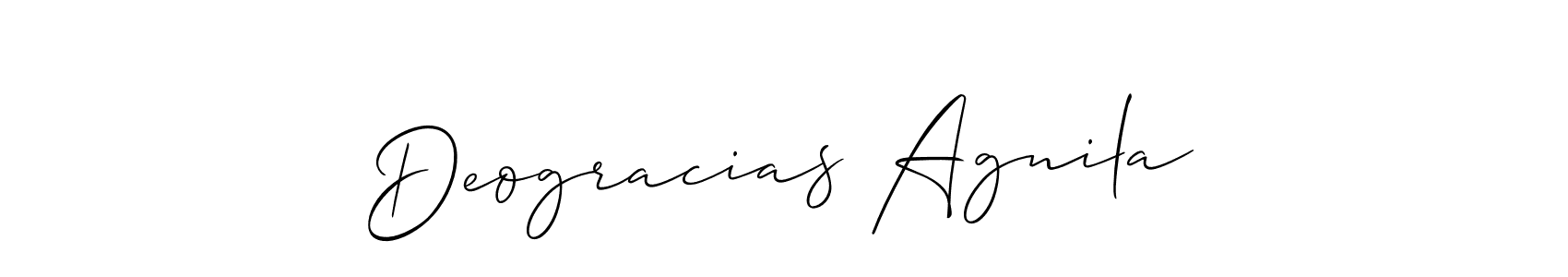 Also You can easily find your signature by using the search form. We will create Deogracias Agnila name handwritten signature images for you free of cost using Allison_Script sign style. Deogracias Agnila signature style 2 images and pictures png