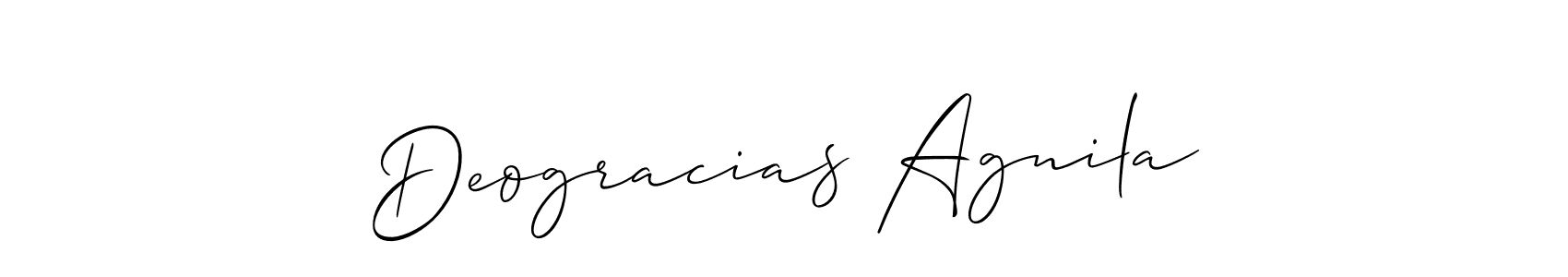 Also You can easily find your signature by using the search form. We will create Deogracias Agnila name handwritten signature images for you free of cost using Allison_Script sign style. Deogracias Agnila signature style 2 images and pictures png