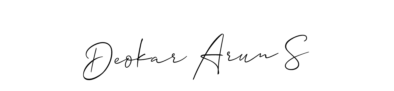 if you are searching for the best signature style for your name Deokar Arun S. so please give up your signature search. here we have designed multiple signature styles  using Allison_Script. Deokar Arun S signature style 2 images and pictures png