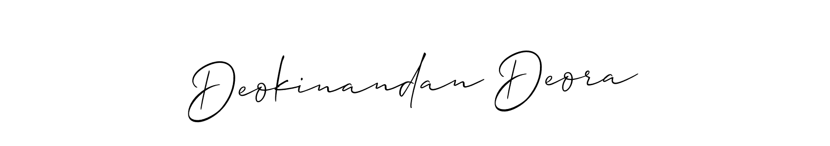 The best way (Allison_Script) to make a short signature is to pick only two or three words in your name. The name Deokinandan Deora include a total of six letters. For converting this name. Deokinandan Deora signature style 2 images and pictures png