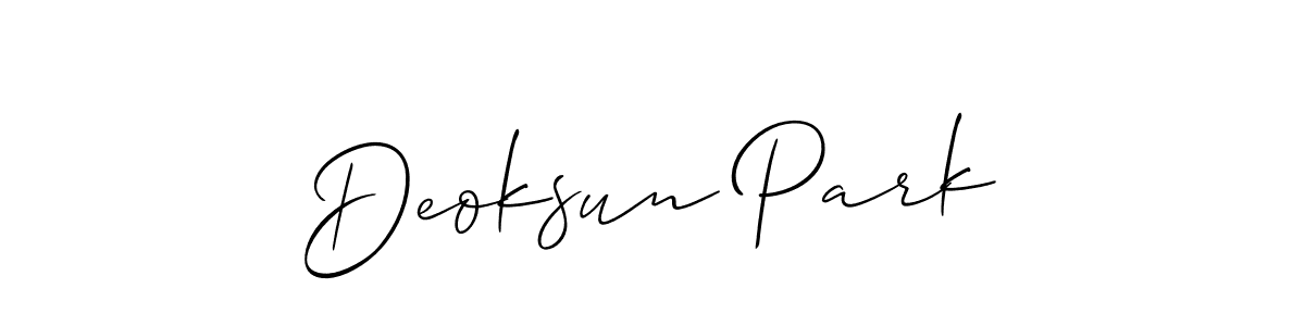 Make a beautiful signature design for name Deoksun Park. With this signature (Allison_Script) style, you can create a handwritten signature for free. Deoksun Park signature style 2 images and pictures png