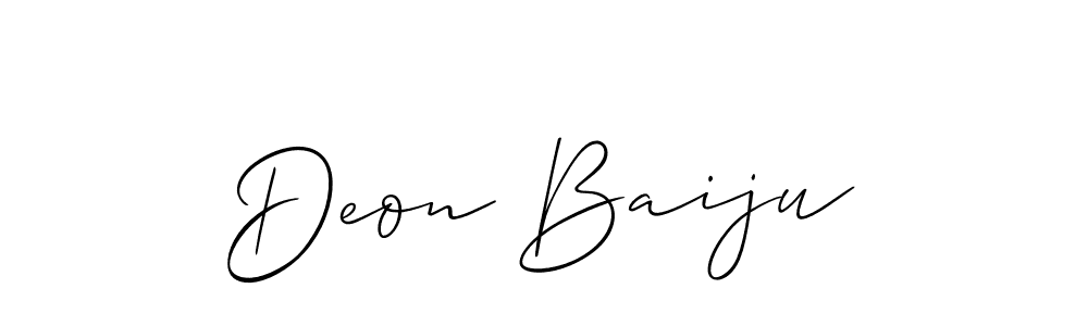 This is the best signature style for the Deon Baiju name. Also you like these signature font (Allison_Script). Mix name signature. Deon Baiju signature style 2 images and pictures png