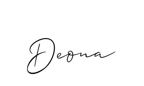 How to make Deona name signature. Use Allison_Script style for creating short signs online. This is the latest handwritten sign. Deona signature style 2 images and pictures png
