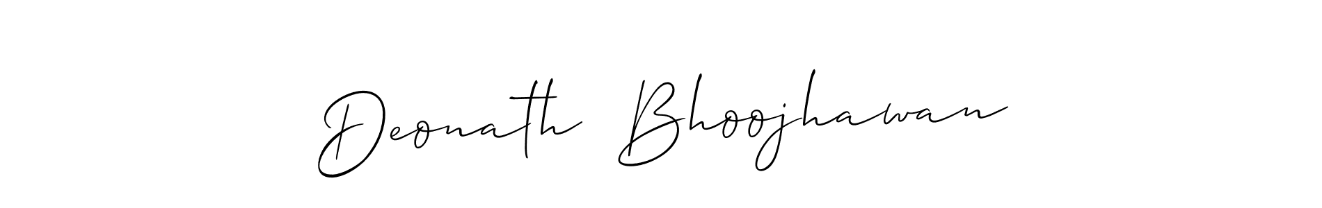 How to make Deonath  Bhoojhawan name signature. Use Allison_Script style for creating short signs online. This is the latest handwritten sign. Deonath  Bhoojhawan signature style 2 images and pictures png