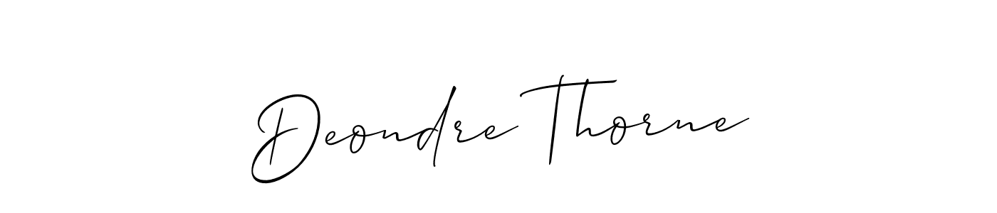 How to make Deondre Thorne name signature. Use Allison_Script style for creating short signs online. This is the latest handwritten sign. Deondre Thorne signature style 2 images and pictures png