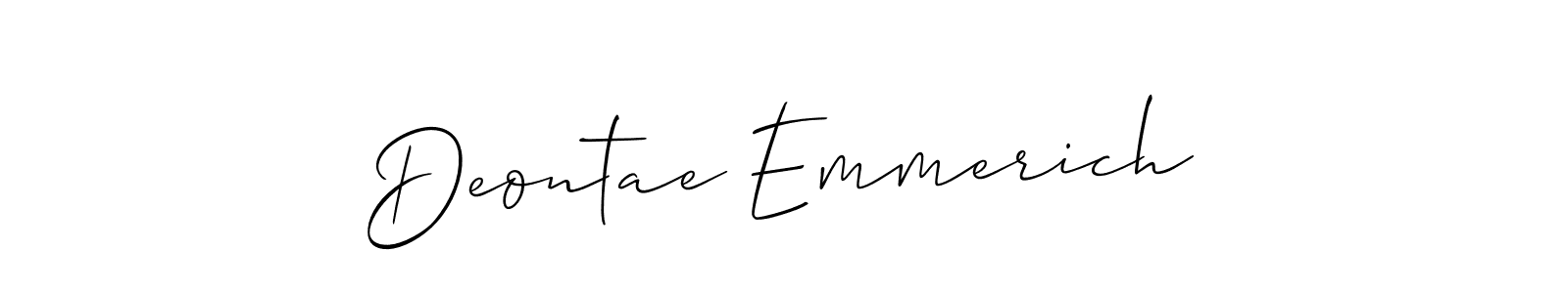 Make a short Deontae Emmerich signature style. Manage your documents anywhere anytime using Allison_Script. Create and add eSignatures, submit forms, share and send files easily. Deontae Emmerich signature style 2 images and pictures png