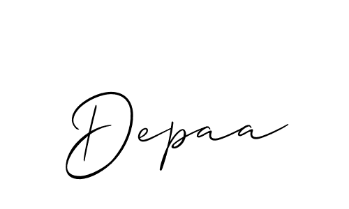 Use a signature maker to create a handwritten signature online. With this signature software, you can design (Allison_Script) your own signature for name Depaa. Depaa signature style 2 images and pictures png