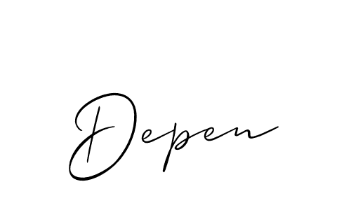 Use a signature maker to create a handwritten signature online. With this signature software, you can design (Allison_Script) your own signature for name Depen. Depen signature style 2 images and pictures png