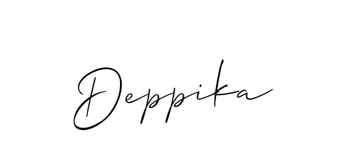 Use a signature maker to create a handwritten signature online. With this signature software, you can design (Allison_Script) your own signature for name Deppika. Deppika signature style 2 images and pictures png
