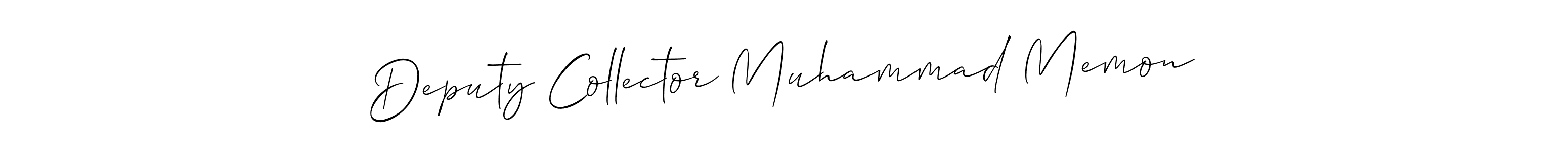 Allison_Script is a professional signature style that is perfect for those who want to add a touch of class to their signature. It is also a great choice for those who want to make their signature more unique. Get Deputy Collector Muhammad Memon name to fancy signature for free. Deputy Collector Muhammad Memon signature style 2 images and pictures png