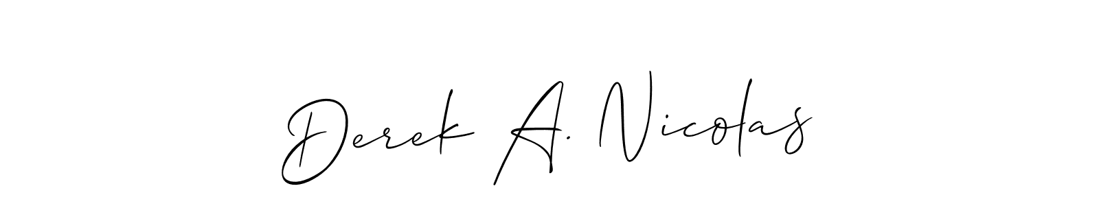 Use a signature maker to create a handwritten signature online. With this signature software, you can design (Allison_Script) your own signature for name Derek A. Nicolas. Derek A. Nicolas signature style 2 images and pictures png