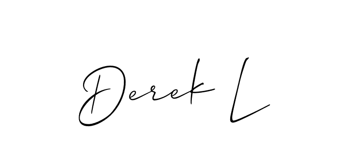 How to make Derek L name signature. Use Allison_Script style for creating short signs online. This is the latest handwritten sign. Derek L signature style 2 images and pictures png