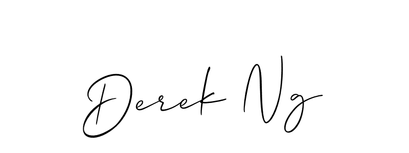 The best way (Allison_Script) to make a short signature is to pick only two or three words in your name. The name Derek Ng include a total of six letters. For converting this name. Derek Ng signature style 2 images and pictures png