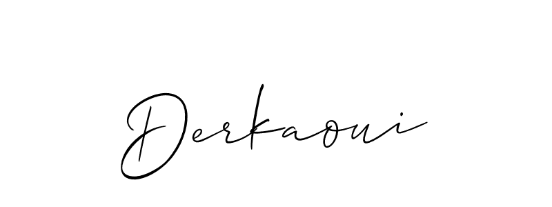 How to make Derkaoui name signature. Use Allison_Script style for creating short signs online. This is the latest handwritten sign. Derkaoui signature style 2 images and pictures png