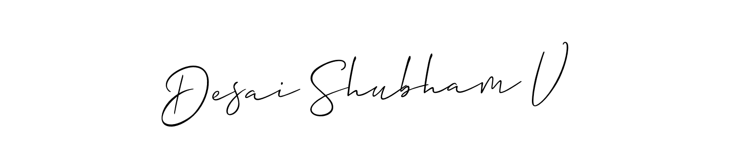 Also You can easily find your signature by using the search form. We will create Desai Shubham V name handwritten signature images for you free of cost using Allison_Script sign style. Desai Shubham V signature style 2 images and pictures png