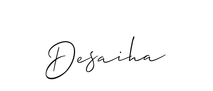 Allison_Script is a professional signature style that is perfect for those who want to add a touch of class to their signature. It is also a great choice for those who want to make their signature more unique. Get Desaiha name to fancy signature for free. Desaiha signature style 2 images and pictures png