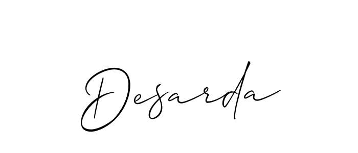 Allison_Script is a professional signature style that is perfect for those who want to add a touch of class to their signature. It is also a great choice for those who want to make their signature more unique. Get Desarda name to fancy signature for free. Desarda signature style 2 images and pictures png