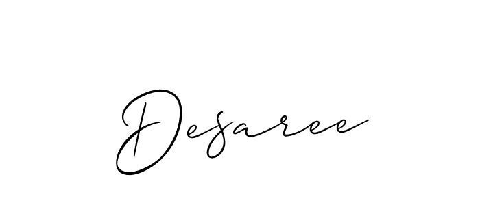 The best way (Allison_Script) to make a short signature is to pick only two or three words in your name. The name Desaree include a total of six letters. For converting this name. Desaree signature style 2 images and pictures png