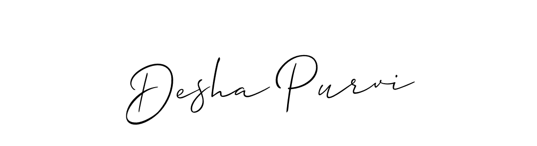 How to make Desha Purvi signature? Allison_Script is a professional autograph style. Create handwritten signature for Desha Purvi name. Desha Purvi signature style 2 images and pictures png
